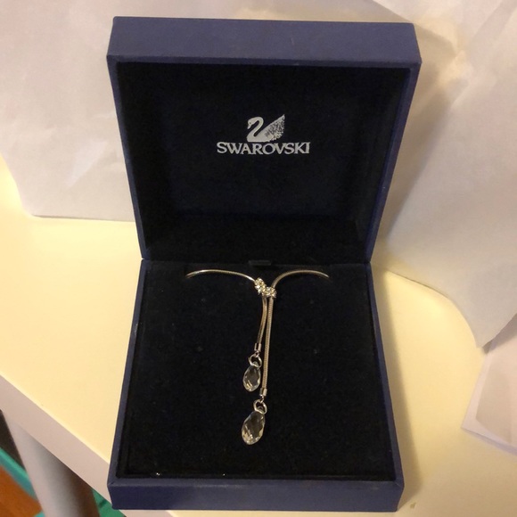 Like 🆕 Swarovski pearl shaped beveled tear drop 2 crystal necklace - Picture 1 of 4